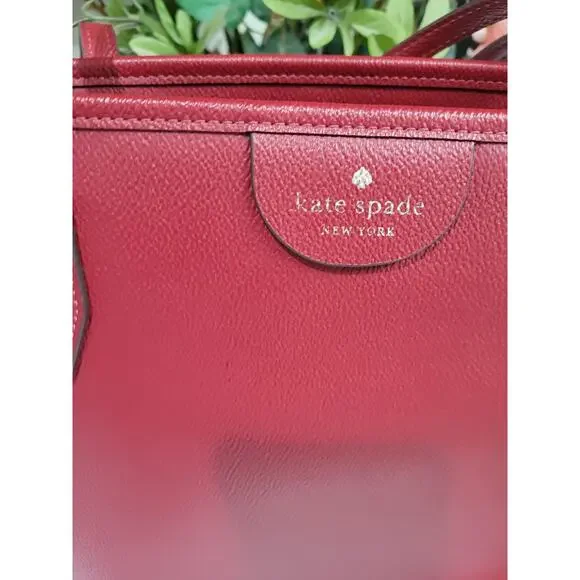 Kate Spade Cherry Red Zipper Tote Leather Excellent. Look!!👀 - Picture 5 of 9